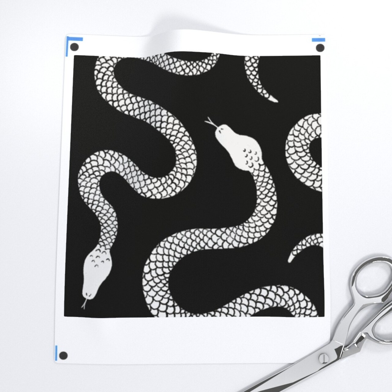 Gothic Serpents Black White Snake Hand Drawn Halloween Slithering Reptile Custom Printed Fabric by Spoonflower Various Fabrics by the Yard or Fat Quarter